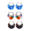 Set of 3 Blue, Black and Multi Color Murano Style Basket Earrings in Stainless Steel - Sticky add to cart bar