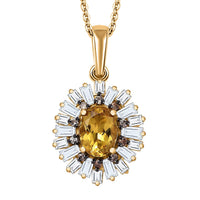 AAA Brazilian Heliodor and Multi Gemstone 2.30 ctw Snowflake Pendant Necklace in 18K Yellow Gold Vermeil Sterling Silver 20 Inches