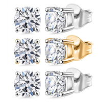 Set of 3 Luxuriant Lab Grown Diamond (G-H, SI) Solitaire Stud Earrings