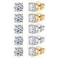 Set of 5 Luxuriant Lab Grown Diamond (G-H, SI) Solitaire Stud Earrings in Vermeil YG and Platinum Over Sterling Silver 4.00 ctw (Del. In 10-12 Days) - Sticky add to cart bar