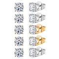 Set of 5 Luxuriant Lab Grown Diamond (G-H, SI) Solitaire Stud Earrings in Vermeil YG and Platinum Over Sterling Silver 2.50 ctw (Del. In 10-12 Days) - Sticky add to cart bar