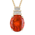 Luxoro Premium Crimson Fire Opal and I2 Diamond 3.35 ctw Dawnfire Pendant Necklace in 10K Yellow Gold 20 Inches - Sticky add to cart bar