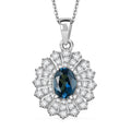 D'Joy Premium London Blue Topaz and White Zircon 2.40 ctw Ocean Star Pendant Necklace in Rhodium Over Sterling Silver 20 Inches - Sticky add to cart bar