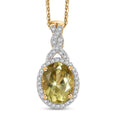 Premium Madagascar Yellow Apatite and White Zircon 2.25 ctw Halo Pendant Necklace in 18K Vermeil Yellow Gold Over Sterling Silver 20 Inches - Sticky add to cart bar