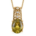 D'Joy Premium Madagascar Yellow Apatite and Diamond 2.70 ctw Floral Lace Pendant Necklace in 18K Vermeil Yellow Gold Over Sterling Silver 20 Inches - Sticky add to cart bar