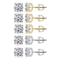 Set of 5 14K Yellow and White Gold Luxuriant Lab Grown Diamond (G, SI1) Solitaire Stud Earrings 5.00 ctw (Del. In 10-12 Days) - Sticky add to cart bar