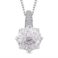 Maple Cut Moissanite 3.25 ctw Crown Pendant Necklace in Rhodium Over Sterling Silver 18 Inches