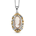 D'Joy Natural Italian Conch Cameo 1.65 ctw Gilded Antiquity Pendant Necklace in 18K Vermeil YG and Rhodium Over Sterling Silver 20 Inches - Sticky add to cart bar