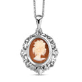 D'Joy Natural Italian Conch Cameo 1.30 ctw Timeless Love Pendant Necklace in Rhodium Over Sterling Silver 20 Inches - Sticky add to cart bar