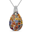 Multi Sapphire, White Zircon Pendant Necklace (20 Inches) in Rhodium Over Sterling Silver 5.90 ctw - Sticky add to cart bar