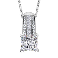 Squartuguese Cut Moissanite 2.20 ctw Bridge Pendant Necklace in Rhodium Over Sterling Silver 18 Inches