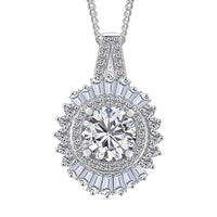Heart & Arrow Cut Moissanite 1.60 ctw Pendant Necklace in Rhodium Over Sterling Silver 18 Inches