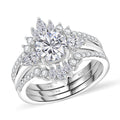 Set of 2 Moissanite (Rnd 7mm) Stackable Ring in Rhodium Over Sterling Silver (Size 5.0) 2.10 ctw - Sticky add to cart bar