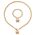 Butterfly Charm Bracelet (8.0In) and Necklace (24 Inches) in ION Plated YG Stainless Steel - Sticky add to cart bar