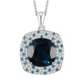 Premium London Blue Topaz and Multi Gemstone 11.65 ctw Midnight Majesty Pendant Necklace in Rhodium Over Sterling Silver 20 Inches - Sticky add to cart bar
