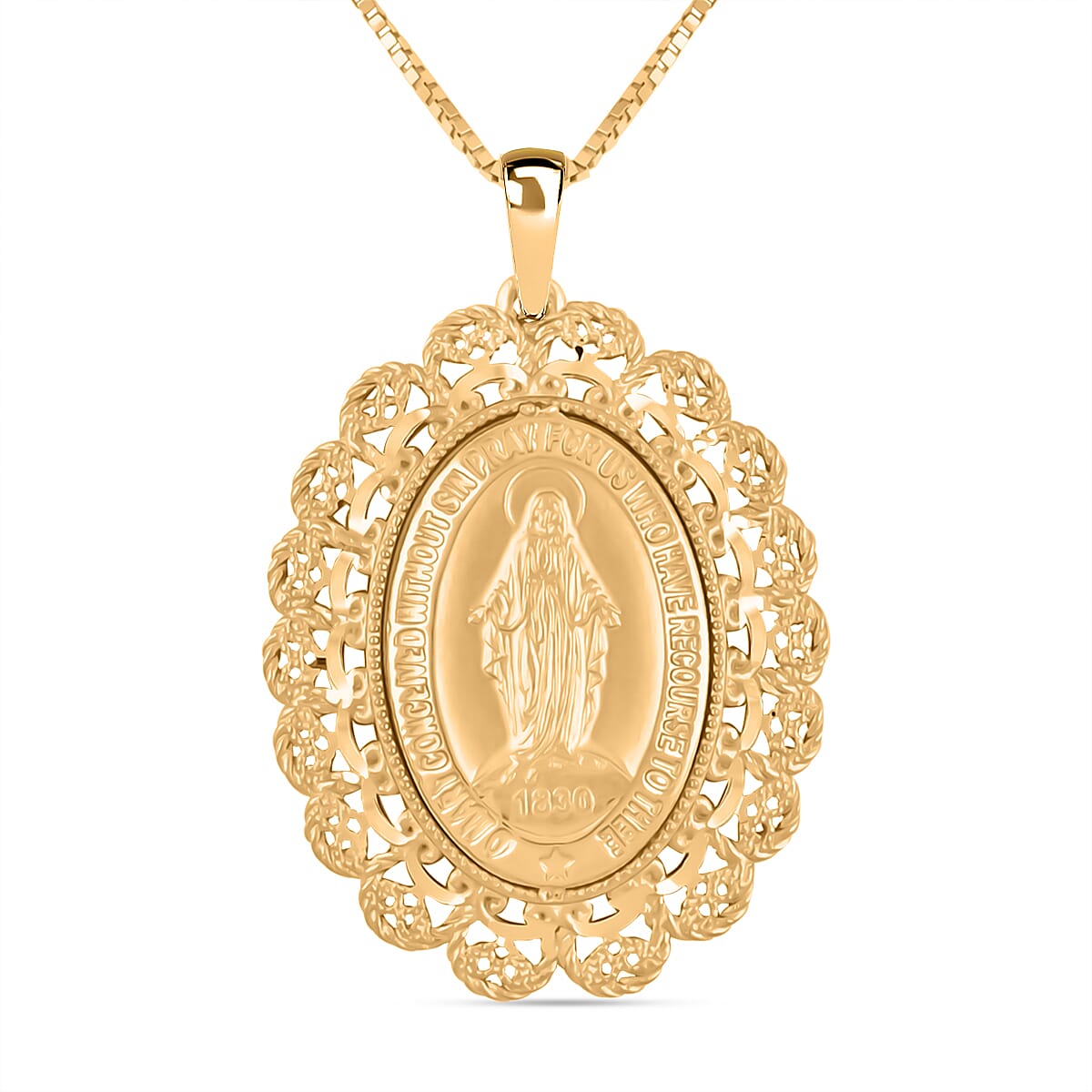 Mary Pendant Necklace in 14K Yellow Gold 18 Inches 7.93 Grams