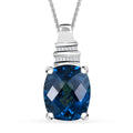Premium London Blue Topaz and Diamond 6.50 ctw Pendant Necklace in Rhodium Over Sterling Silver 20 Inches - Sticky add to cart bar