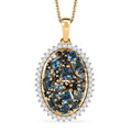 Premium London Blue Topaz and Multi Gemstone 3.00 ctw Ocean Mosaic Pendant Necklace in 18K Vermeil Yellow Gold Over Sterling Silver 20 Inches - Sticky add to cart bar