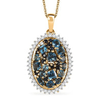 Premium London Blue Topaz and Multi Gemstone 3.00 ctw Ocean Mosaic Pendant Necklace in 18K Vermeil Yellow Gold Over Sterling Silver 20 Inches