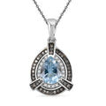 Santa Maria Aquamarine, Natural Champagne and White Diamond  1.15 ctw Pendant Necklace in Rhodium Over Sterling Silver 20 Inches - Sticky add to cart bar