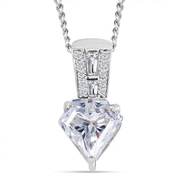 Diamond Cut Moissanite 1.90 ctw Pendant Necklace in Rhodium Over Sterling Silver 18 Inches