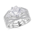 Set of 2 120 Faceted Moissanite (Rnd 9 mm) Stackable Ring in Rhodium Over Sterling Silver (Size 6.0) 3.70 ctw - Sticky add to cart bar