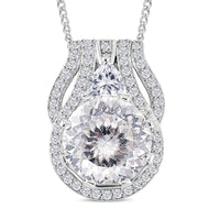 120 Faceted Moissanite 3.25 ctw Pendant Necklace in Rhodium Over Sterling Silver 18 Inches (Del.in 5-7 Days)