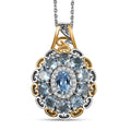 Santa Maria Aquamarine and Moissanite 2.25 ctw Victorian Sky Pendant Necklace in 18K Vermeil YG and Rhodium Over Sterling Silver 20 Inches - Sticky add to cart bar