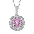 Pink Lotus Moissanite 1.25 ctw Pendant Necklace in Rhodium Over Sterling Silver 18 Inches - Sticky add to cart bar