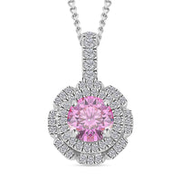 Pink Lotus Moissanite 1.25 ctw Pendant Necklace in Rhodium Over Sterling Silver 18 Inches