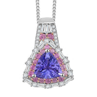 D'Joy Tanzanite, Multi Gemstone Pendant Necklace (18 Inches) in 18K Vermel RG and Rhodium Over Sterling Silver 2.25 ctw