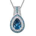 Premium London Blue Topaz and Multi Gemstone 2.90 ctw Ocean Teardrop Pendant Necklace in Rhodium Over Sterling Silver 20 Inches - Sticky add to cart bar