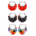 Set of 3 Red, Black and Multi Color Murano Style Basket Earrings in Stainless Steel with Lifetime Guarantee - Sticky add to cart bar
