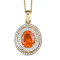 Crimson Fire Opal and Diamond 1.45 ctw Solar Flare Pendant Necklace in 18K Vermeil Yellow Gold Over Sterling Silver 20 Inches - Sticky add to cart bar
