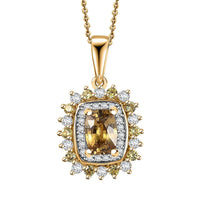 D'Joy Premium Tanzania Yellow Zircon and Multi Gemstone 2.10 ctw Sunburst Serenity Pendant Necklace in 18K Vermeil Yellow Gold Over Sterling Silver 20 Inches