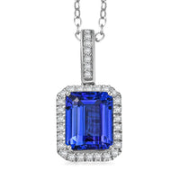 Certified & Appraised Rhapsody AAAA Tanzanite and E-F VS Diamond 4.33 ctw Pendant Necklace in 950 Platinum 20 Inches (Del. in 10-15 Days)