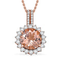 Certified & Appraised Luxoro AAA Marropino Morganite and G-H I2 Diamond 4.02 ctw Pendant Necklace in 10K Rose Gold 20 Inches (Del. in 10-15 Days) - Sticky add to cart bar