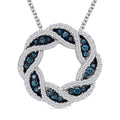 Venice Blue Diamond I1-I2 and Diamond 0.50 ctw Timeless Love Knot Pendant Necklace in Platinum Over Sterling Silver 20 Inches - Sticky add to cart bar