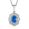Malgache Neon Apatite and White Zircon 2.60 ctw Ocean Bloom Pendant Necklace in Rhodium Over Sterling Silver 20 Inches - Sticky add to cart bar