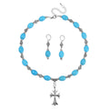 Constituted Blue Howlite Necklace (18-20 Inches) and Earrings in Silvertone and Stainless Steel 200.00 ctw - Sticky add to cart bar