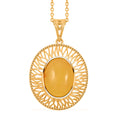 Butterscotch Amber Oval Pendant Necklace in 14K Yellow Gold Over Sterling Silver 16 Inches - Sticky add to cart bar