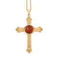 Baltic Amber Cross Pendant Necklace in 14K YG Over Sterling Silver 16 Inches - Sticky add to cart bar