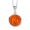Blatic Amber Round Pendant Necklace in Sterling Silver 16 Inches - Sticky add to cart bar