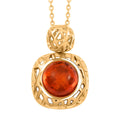 Baltic Amber Round Pendat Necklace in 14K Yellow Gold Over Sterling Silver 16 Inches - Sticky add to cart bar