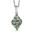 Premium Malagasy Pine Apatite 0.90 ctw Cluster Pendant Necklace in Rhodium Over Sterling Silver 20 Inches - Sticky add to cart bar