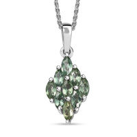 Premium Malagasy Pine Apatite 0.90 ctw Cluster Pendant Necklace in Rhodium Over Sterling Silver 20 Inches