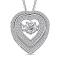D'Joy Moissanite (Rnd 5mm) Pendant Necklace (20 Inches) in Rhodium Over Sterling Silver 1.00 ctw - Sticky add to cart bar