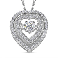 D'Joy Moissanite (Rnd 5mm) Pendant Necklace (20 Inches) in Rhodium Over Sterling Silver 1.00 ctw