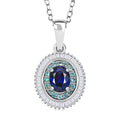 Certified & Appraised Rhapsody AAA Ceylon Blue Sapphire, Paraiba Tourmaline and Diamond E-F VS2 1.50 ctw Pendant Necklace in 950 Platinum 20 Inches - Sticky add to cart bar
