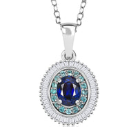 Certified & Appraised Rhapsody AAA Ceylon Blue Sapphire, Paraiba Tourmaline and Diamond E-F VS2 1.50 ctw Pendant Necklace in 950 Platinum 20 Inches